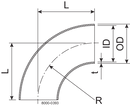 BEND 90 BS DN100 HSF3 1.4307 - DIN 11852