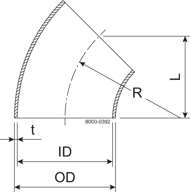 BEND 45 BS DN32 HSF2 1.4307 - DIN 11852