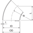 BEND 45 BS DN15 HSF3 1.4404 - DIN 11852
