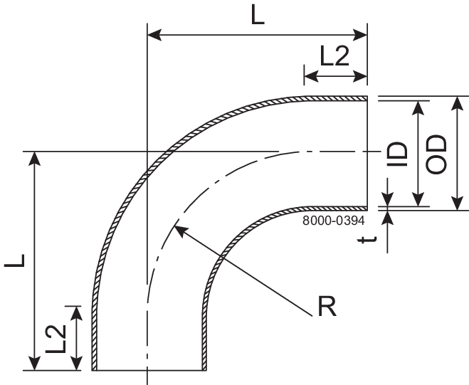 BEND 90 BL DN65 HSF2 1.4307 - DIN 11852