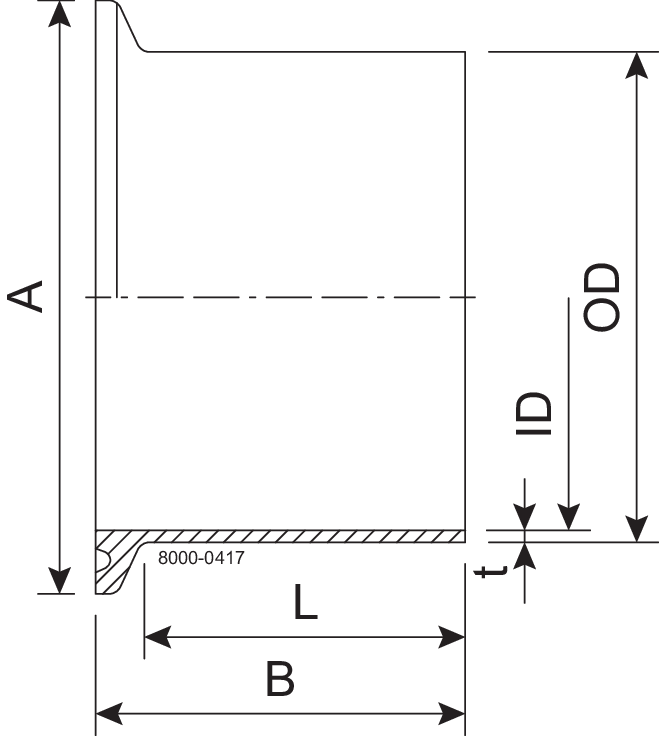 FERRULE KL DN25 H3 1.4404 - DIN 32676