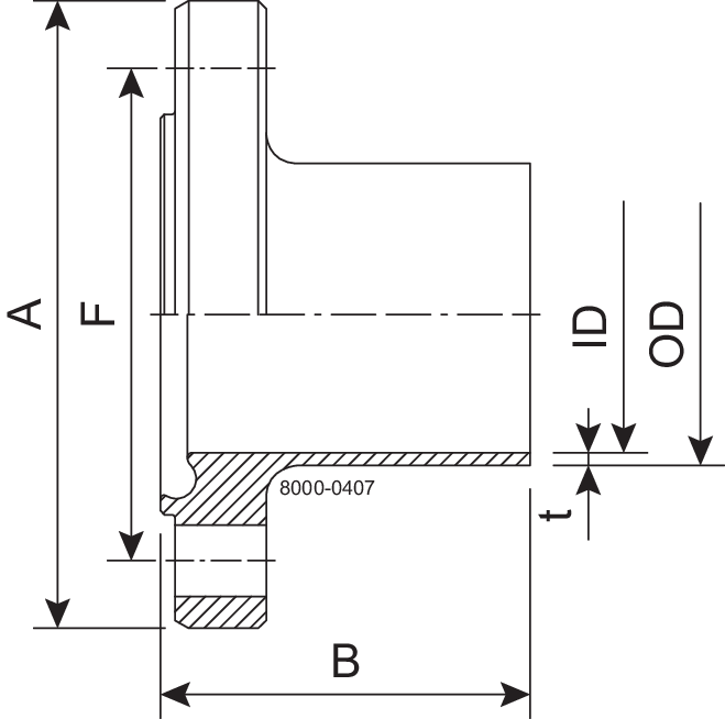 FLANGE NF DN32 H3 1.4404 - DIN 11864-2