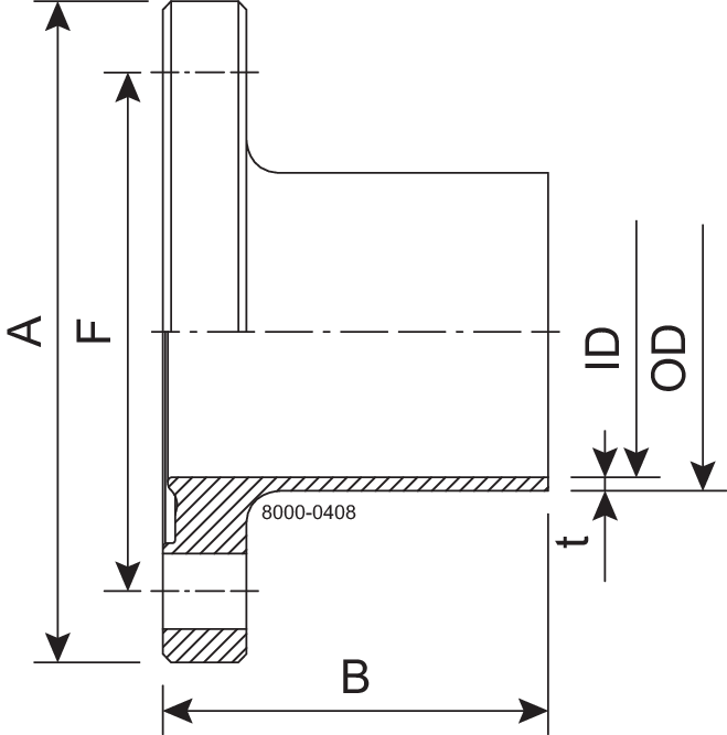 FLANGE BF DN32 H3 1.4307 - DIN 11853-2