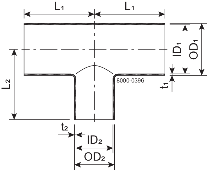 TEE RTS DN125/80 HSF2 1.4404 - DIN 11852