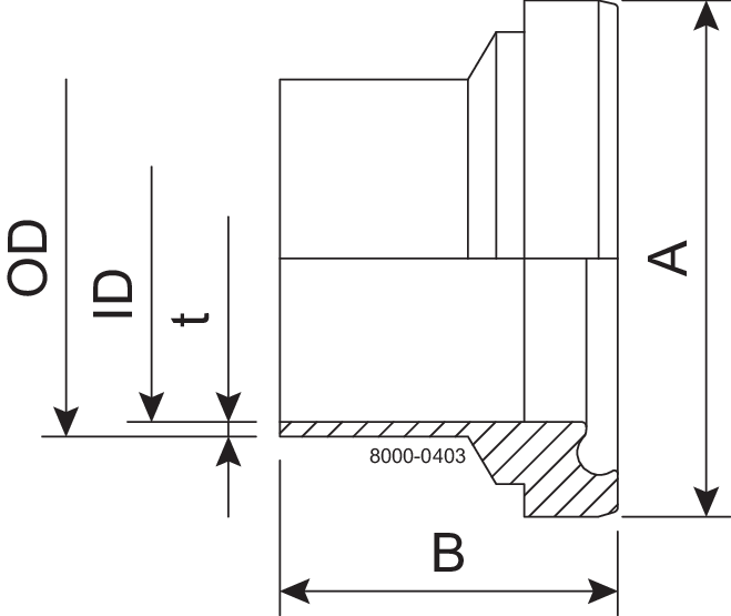 LINER BS DN50 H3 1.4404 - DIN 11853-1