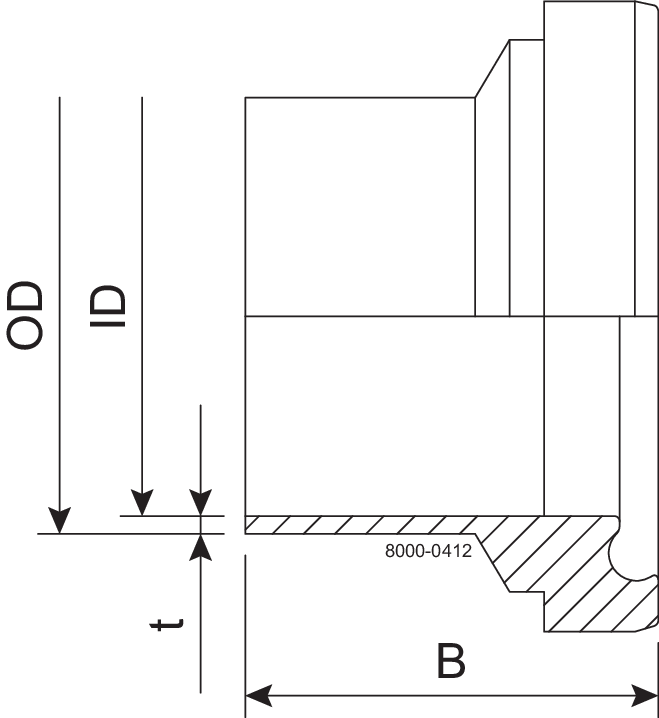 LINER BS DN20 H3 1.4404 - DIN 11864-1