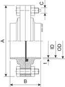 FLANGE COM DN100 1.4404 EPDM - FIT TO EN10357-A TUBE P10 SEMI BRIGHT