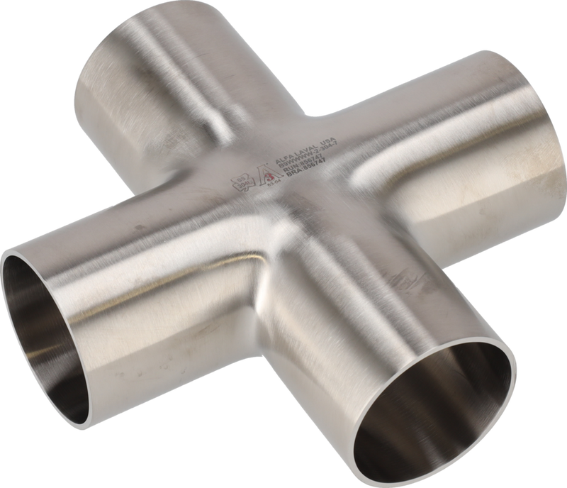 B9WWWW-1 1/2-316L-7 - WELD CROSS, POLISHED ID/OD