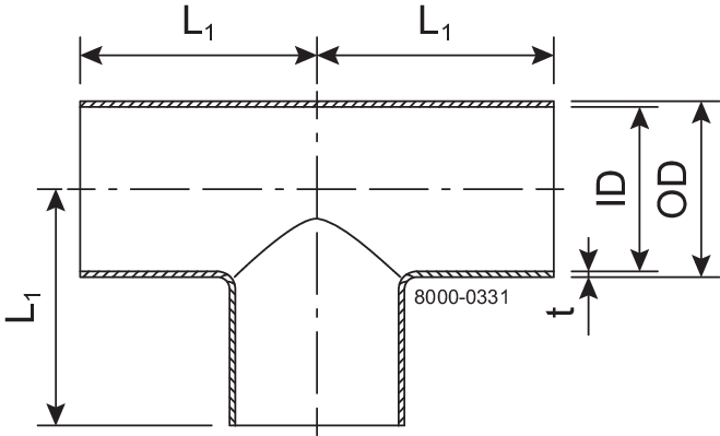 TEE 101.6-POL-316L - ISO2037