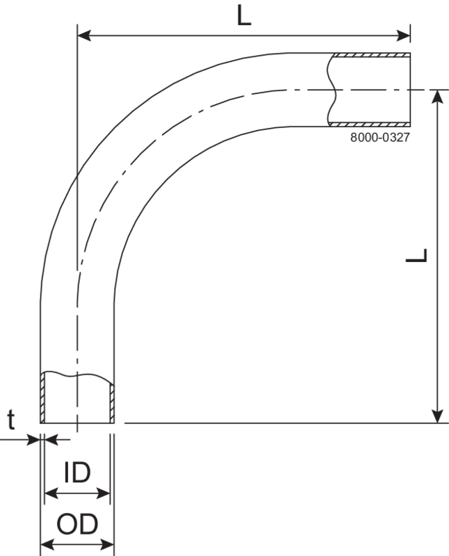 BEND-90 63.5-POL/RAW-316L - LONG, 3XD-ISO2037