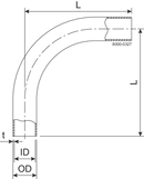 BEND-90 31.8-POL/RAW-316L - LONG, 3XD-ISO2037