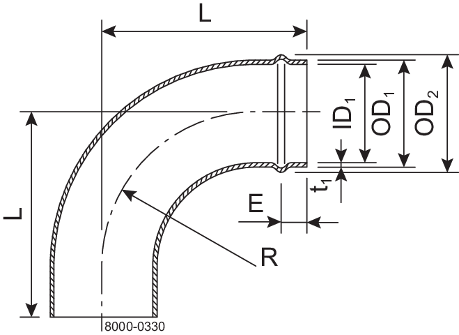 HOSE LINER-90 76.1-SB-316L - HOSE LINER BEND-ISO2037