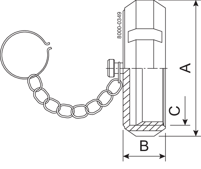 END CAP W. CHAIN 38-SB-304L - ISO2037