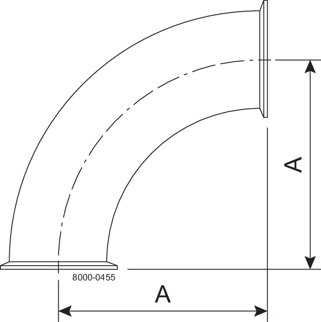 B2CMP-6-316L-7 - 90-TRI-CLAMP BEND, POL'D ID/OD