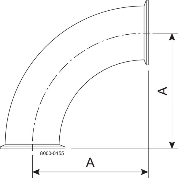 2CMP-31MP-3 X 2 1/2-304-7 - 90-TRI-CLAMP BEND, POL'D ID/OD