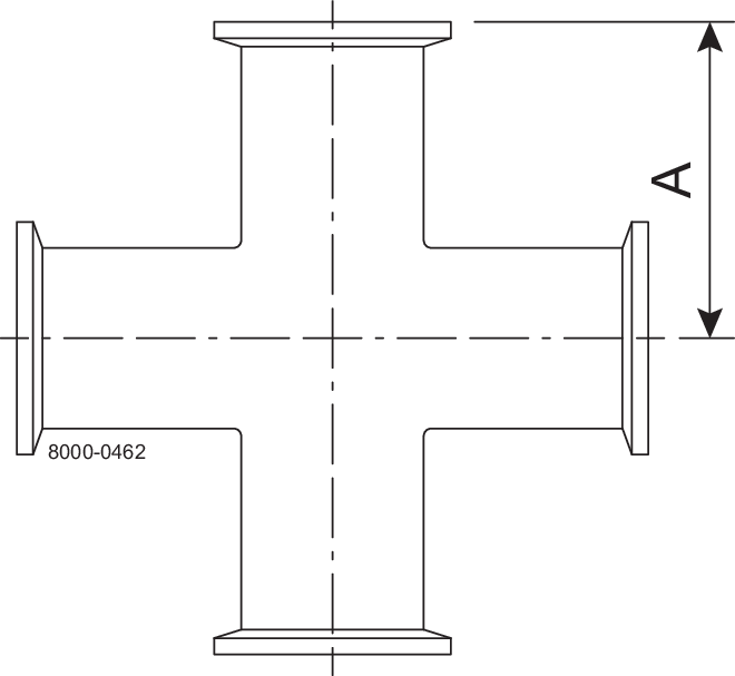 B9MP-1 1/2-316L-7 - TRI-CLAMP CROSS,POLISHED ID/OD