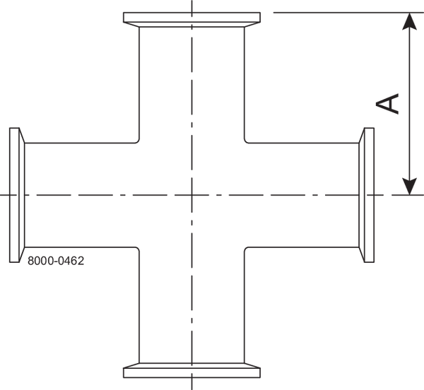 B9MP-2 1/2-316L-7 - TRI-CLAMP CROSS,POLISHED ID/OD