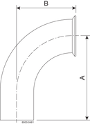 B2CMW-1 1/2-316L-PL - BPE TCXW 90 20RA/POL OD SF1