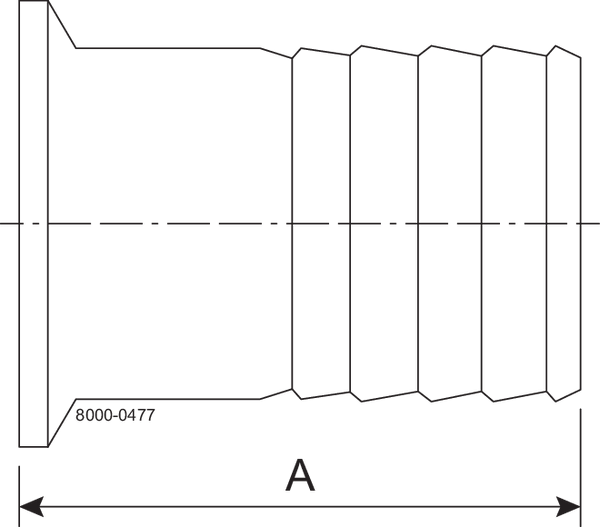 14MPHR-3/4 X 3/8-316L-PL - TC X RUBBER HOSE 20RA