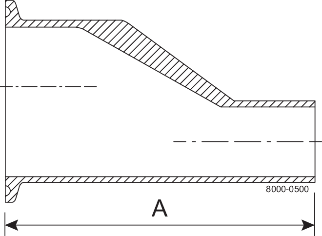 B32MS-4 X 2 1/2-316L-PL - BPE EccRed-TCxWeld 20Ra, SF1